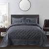 Home Soft Things Super Soft Microplush 4 Piece Bedspread Set Oversize Queen 110" x 120", Steel Gray Diamond Plaid Scallop Edged Warm Cozy Plush Quilt Comforter Bedding Set with 2 Shams 1 Pillow view 2