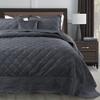 Home Soft Things Super Soft Microplush 4 Piece Bedspread Set Oversize Queen 110" x 120", Steel Gray Diamond Plaid Scallop Edged Warm Cozy Plush Quilt Comforter Bedding Set with 2 Shams 1 Pillow view 3