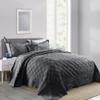 Home Soft Things Super Soft Microplush 4 Piece Bedspread Set Oversize Queen 110" x 120", Steel Gray Diamond Plaid Scallop Edged Warm Cozy Plush Quilt Comforter Bedding Set with 2 Shams 1 Pillow view 4