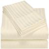 HR Luxury Linen Cotton Bedsheets Set - 400 Thread Count 100% Egyptian Cotton 4-Piece Sheet Set 15 Inch Deep Pocket Stripe (Queen, Ivory) view 1