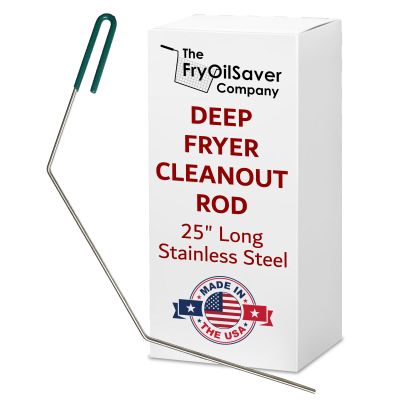 25" Deep Fryer Cleanout Rod Angled Shaped & Declogger Goofer Commercial Kitchen Tool - Drain Unclogger & Cleaner - Rust Resistant Deep Fryer Cleaner - Made in USA by FryOilSaver Co. B52C
