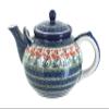 Blue Rose Polish Pottery - Orange Peach Posy Large Teapot - 7 Cup Capacity - Hand-Painted Polish Pottery Ceramic Coffee & Tea Server view 1