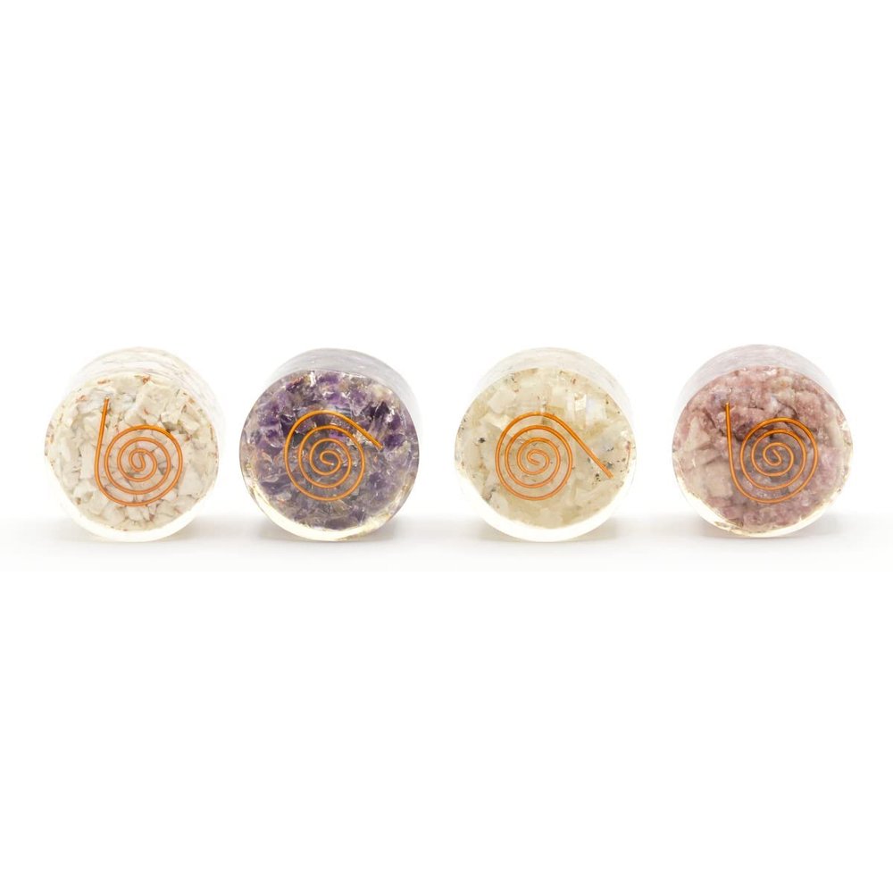 4 Sleep Aid Crystals and Healing Stones. Protection and Anxiety Relief Gift. (Amethyst, Moonstone, Lepidolite, Howlite) Meditation Healing Crystals for Stress Relief, Relaxation, Restful Sleep