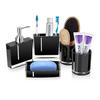 5 Pcs Bathroom Accessories Set, Bathroom Dispenser Set Contain Emulsion Bottle, Tooth Brush Holder, Dish, 2pcs Gargle Cup (Black) view 1