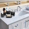 5 Pcs Bathroom Accessories Set, Bathroom Dispenser Set Contain Emulsion Bottle, Tooth Brush Holder, Dish, 2pcs Gargle Cup (Black) view 3