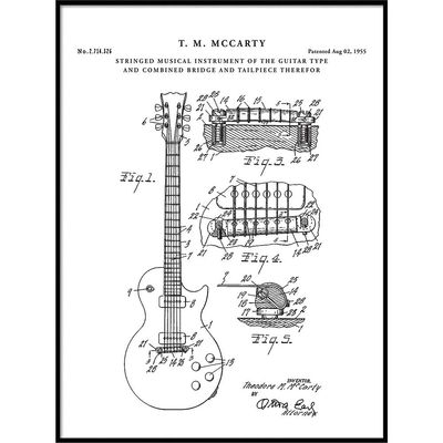 Vintago Gibson Les Paul Electric Guitar Patent Wall Art Print, Patent Art, Blueprint, Patent Print, Patent Poster, Guitar Wall Art, QP519