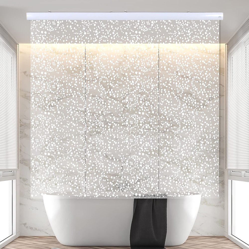 Jakooz Rollup Shower Curtain for Bathroom. Waterproof, 100% PEVA, Heavy Duty Shower Roller Blind Curtain for Bathtub. No Rods, No Hooks, No Rings! (56"x95") (Sparkle)