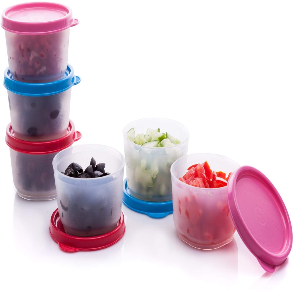 SIGNORA WARE Condiment Containers with Lids- 6 pk. 4 oz.Salad Dressing to go Small Food Storage Containers- Sauce Cups Leak proof Reusable Plastic BPA free for Lunch Box Picnic Travel