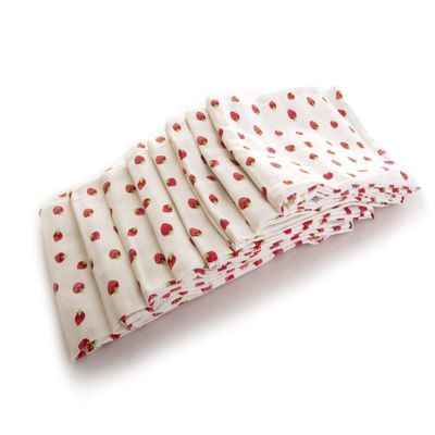 100% Cotton Strawberry Hand Towels  Reusable Kitchen Dish Towels, Tea Towels & Flour Sack Towels  23" x 18" Durable & Wrinkle-Resistant Cloth Napkins, Set of 8