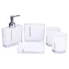 5 Piece Bathroom Accessories Set Includes Includes Emulsion bottle, Toothbrush Holder, 2 Gargle cup, Soap Dish, Plastic Gifts Bath Set, White view 1
