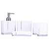 5 Piece Bathroom Accessories Set Includes Includes Emulsion bottle, Toothbrush Holder, 2 Gargle cup, Soap Dish, Plastic Gifts Bath Set, White view 4