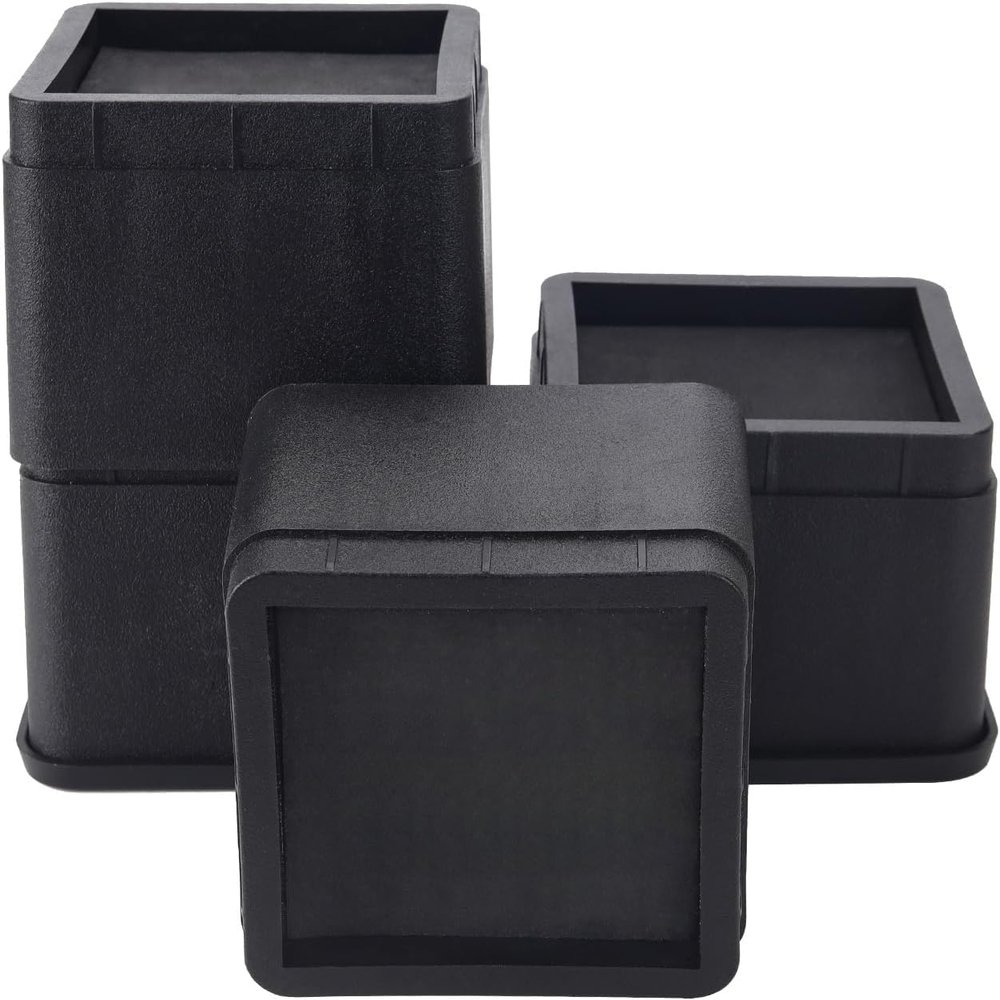 BTSD-home 3 Inch Bed Risers, Heavy Duty Furniture Risers for Under Bed Storage, Dorm, Sofa, Table, Chair and Desk, 4 Pack, Black