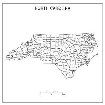 Labeled County Map of North Carolina - Vivid Imagery Laminated Poster Print - 20 Inch by 30 Inch With Bright Colors