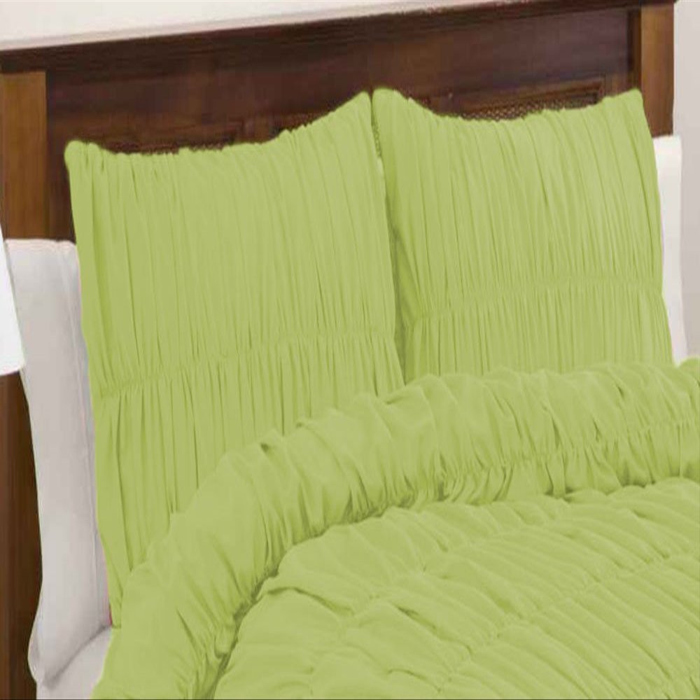 1 Pair Gathered Pillow Sham Egyptian Cotton 500tc Sage Euro (26 x 26 inch)