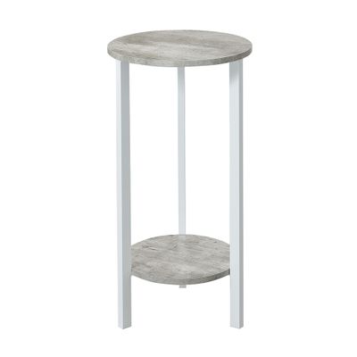 Convenience Concepts Graystone 2 Tier Tall Plant Stand 31" - Industrial Stand for Plants, Vases, and Antiques, Urban Modern Design for the Living Room, Hallway, Entryway, Faux Birch/White