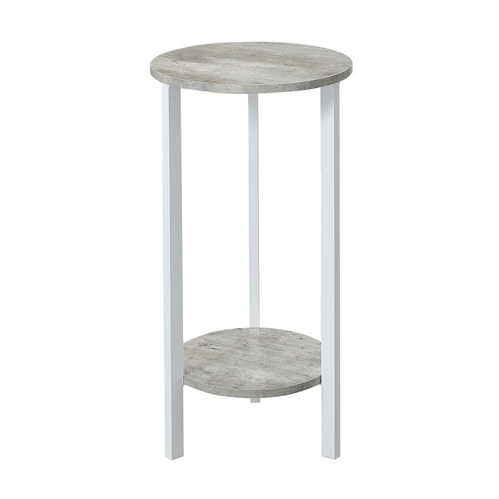 Convenience Concepts Graystone 2 Tier Tall Plant Stand 31" - Industrial Stand for Plants, Vases, and Antiques, Urban Modern Design for the Living Room, Hallway, Entryway, Faux Birch/White