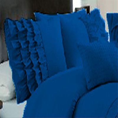 1 Pair Half Ruffle Pillow Sham Egyptian Cotton 500tc Blue Euro (26 x 26 inch)