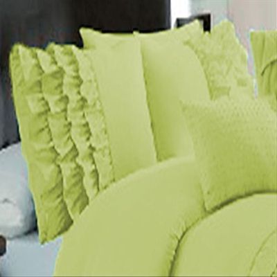 1 Pair Half Ruffle Pillow Sham Egyptian Cotton 500tc Sage Euro (26 x 26 inch)