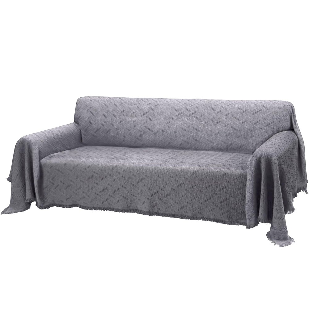 Rose Home Fashion Geometrical Throw Sofa Cover Blanket, Washable Couch Covers for 3 Cushion Couch Sofa Pet Friendly, Furniture Protector for Dogs (X-Large, Dark Grey)