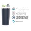 Stainless Steel Eat, Sleep, Beach Powder Coated Tumbler Splash Proof Lid 2 Straws*, Triple Wall Vacuum Insulated, Mug Coffee Cup Travel, Camping, Work, Gym Hot Cold Drinks (Navy Blue, 20oz) view 2