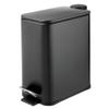 mDesign Slim Metal Rectangle 1.3 Gallon/5 Liter Trash Can with Step Pedal, Easy-Close Lid, Removable Liner - Narrow Wastebasket Garbage Container Bin for Bathroom, Bedroom, Kitchen - Black view 1