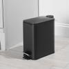mDesign Slim Metal Rectangle 1.3 Gallon/5 Liter Trash Can with Step Pedal, Easy-Close Lid, Removable Liner - Narrow Wastebasket Garbage Container Bin for Bathroom, Bedroom, Kitchen - Black view 2