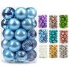 AMS 2.36''/60mm 34ct Christmas Ball Large Ornaments Party Decorations Shatterproof Festival Pendant Hangings for Xmas Tree Decor (60mm, Light Blue) view 1