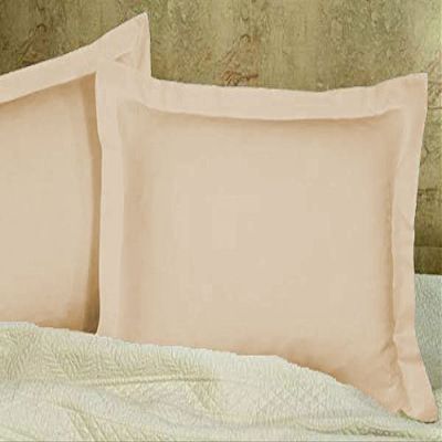 1 Pair Solid Pillow Sham Egyptian Cotton 500tc Beige Standard (20 x 26 inch)