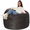 Amazon Basics Large Bean Bag Chairs for Adults, 5 ft Grey Memory Foam Filled with Solid Microfiber Cover view 1