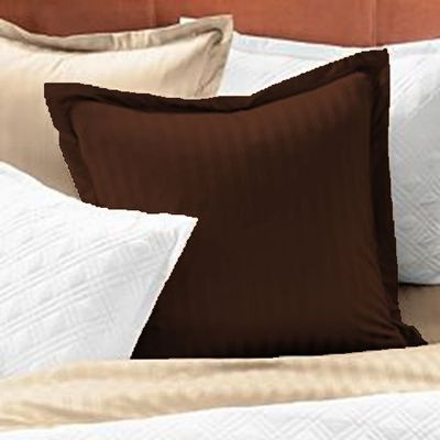 1 Pair Stripe Pillow Sham Egyptian Cotton 500tc Coffee King (20 x 40 inch)