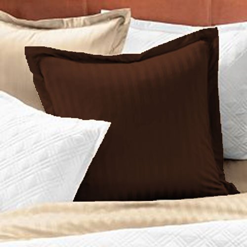 1 Pair Stripe Pillow Sham Egyptian Cotton 500tc Coffee King (20 x 40 inch)