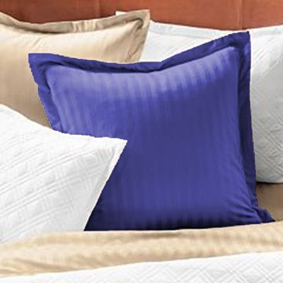 1 Pair Stripe Pillow Sham Egyptian Cotton 500tc Blue Square (18 x 18 inch)