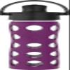 Lifefactory 16-Ounce Glass Water Bottle with Active Flip Cap and Protective Silicone Sleeve, Plum view 1