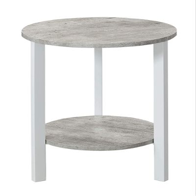 Convenience Concepts Graystone 24 inch 2 Tier Plant Stand - Industrial Stand for Plants, Vases, and Antiques, Urban Modern Design for the Living Room, Hallway, Entryway, Faux Birch/White