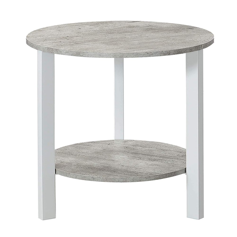 Convenience Concepts Graystone 24 inch 2 Tier Plant Stand - Industrial Stand for Plants, Vases, and Antiques, Urban Modern Design for the Living Room, Hallway, Entryway, Faux Birch/White