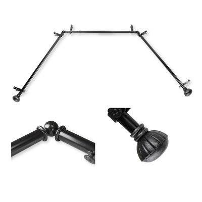 Domovina Diane 13/16" Bay Window Single Curtain Rod Black