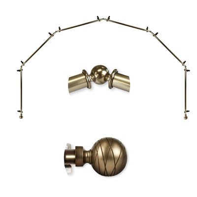 Domovina Phoebe 13/16" 6 Sided Bay Window Single Curtain Rod Antique Brass