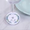 Wedding Wine Glass Tags, Champagne Glass Tags, Personalized Wine Stem Tag, Wine Glass Stem Cardstock Circles (WG-301-012a) view 1