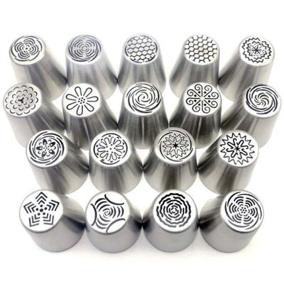 18pcs/Set Russian Tulip Icing Pipe Nozzle Stainless Steel Pastry Tips Set Cake Baking Tools Accessories