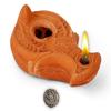 Christian & Jewish Holy Land Oil Lamp with Widows Mite Coin Unique Handmade Gift of Faith view 1