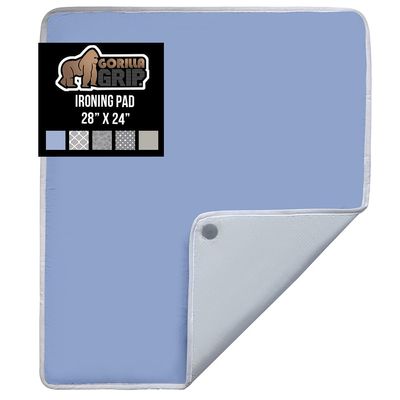 GORILLA GRIP The Original Ironing Board Cover and Pad, Silicone Coating, 400F Scorch Resistant Thick Padding, Heavy Duty Iron Covers Standard Boards, Hook and Loop Fastener Strap, Blue 28x24