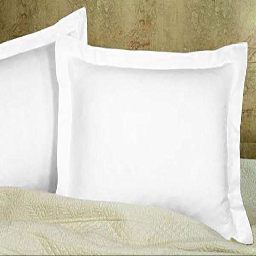 1 Pair Solid Pillow Sham Egyptian Cotton 500tc White Square (20 x 20 inch)