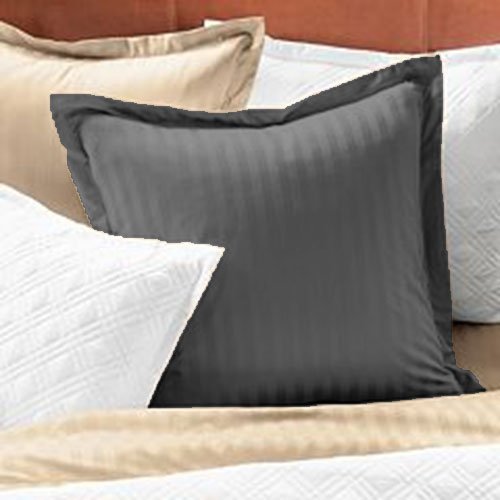 1 Pair Stripe Pillow Sham Egyptian Cotton 500tc Gray Standard (20 x 26 inch)