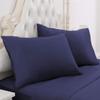 Amuze Bedding 300 TC Hypoallergenic Egyptian Cotton 4PCs Bed Sheet Set Solid (Navy Blue, Short King, 17 Inches Pocket Size) view 1