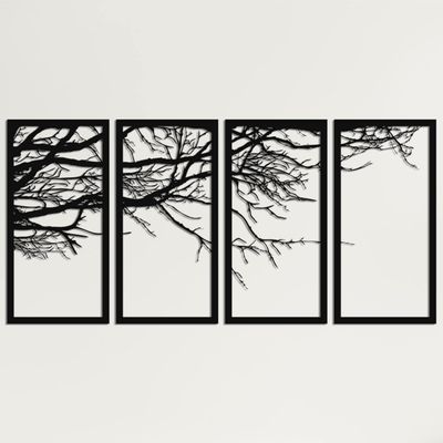 DEKADRON Metal Wall Art - Tree of Life 4 Panels, Tree Sign, Wall Decor for Interior Decoration & Housewarming Gifts (59" W x 30" H / 150x75 cm)