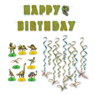 Beistle Dinosaur Birthday Party Supplies and Decorations, 4" - 10', Multicolored