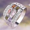 Bansriracha Rainbow Oval Ring Boho 925 Silver CZ Stone Finger Ring Vintage Party Wedding Rings for Women (9) view 2