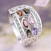 Bansriracha Rainbow Oval Ring Boho 925 Silver CZ Stone Finger Ring Vintage Party Wedding Rings for Women (9) view 4
