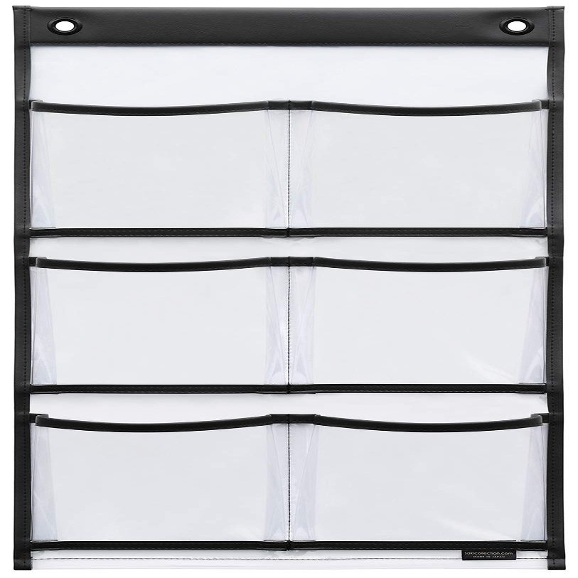 Sakura W-474 Wall Pocket, Black, Product Size (W x H): Approx. 11.8 x 22.6 inches (30 x 57.5 cm), Gusseted Postcard, 6 Pieces, Made in Japan