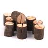 Dtacke 10pc Small Rustic Wood Place Card Holder Wedding Party Name Card Holder Mini Rustic Wood Memo Note Card Table Name Number Holder Wooden Bark Memo Holder Stand Card (3.5cm/1.4 inch) view 2